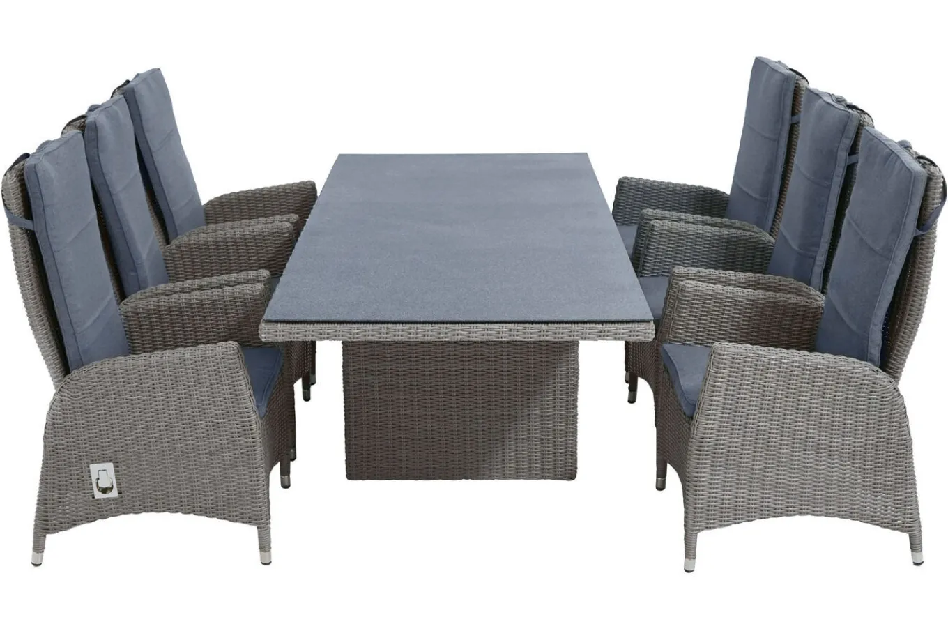 Clearance Vigo Garten-Essgruppe, 6 Personen, inkl. Kissen, 200x95cm, Polyrattan Polyrattan-Gartenmöbel|Garten-Essgruppen