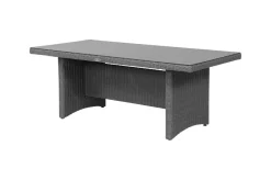 Vigo Garten-Essgruppe, grau/schiefergrau, Aluminium/Polyrattan/Glas, 200 x 95 cm, 8 Sessel, verstellbare Rückenlehne Polyrattan-Gartenmöbel|Garten-Essgruppen