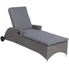 Discount Vigo Rollliege, stahlgrau-meliert, Alu/Polyrattan, 198x68x96 cm, rollbar, inklusive Polster Gartenliegen