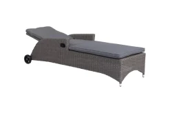 Discount Vigo Rollliege, stahlgrau-meliert, Alu/Polyrattan, 198x68x96 cm, rollbar, inklusive Polster Gartenliegen