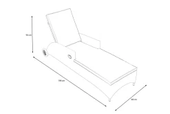 Discount Vigo Rollliege, stahlgrau-meliert, Alu/Polyrattan, 198x68x96 cm, rollbar, inklusive Polster Gartenliegen