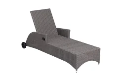 Discount Vigo Rollliege, stahlgrau-meliert, Alu/Polyrattan, 198x68x96 cm, rollbar, inklusive Polster Gartenliegen