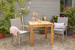 Hot Vigo Stapelstuhl, stahlgrau-meliert, Polyrattan, 56x64x92 cm, inkl. Auflagen, stapelbar Polyrattan-Gartenmöbel|Gartenstühle & Gartensessel