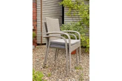 Hot Vigo Stapelstuhl, stahlgrau-meliert, Polyrattan, 56x64x92 cm, inkl. Auflagen, stapelbar Polyrattan-Gartenmöbel|Gartenstühle & Gartensessel