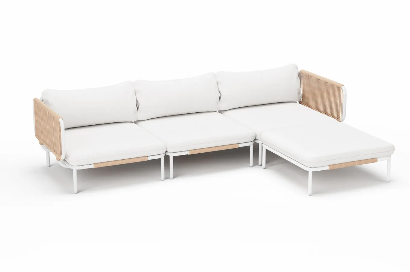 Discount Visby Gartenlounge 4-teilig, creme/weiß, Alu/Stahl, inkl. Kissen & Ottomane, elektrophoretisch beschichtet Gartenlounge|Edelstahl-Gartenmöbel
