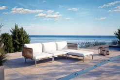 Discount Visby Gartenlounge 4-teilig, creme/weiß, Alu/Stahl, inkl. Kissen & Ottomane, elektrophoretisch beschichtet Gartenlounge|Edelstahl-Gartenmöbel