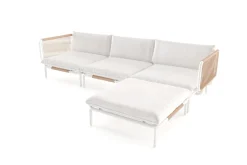 Discount Visby Gartenlounge 4-teilig, creme/weiß, Alu/Stahl, inkl. Kissen & Ottomane, elektrophoretisch beschichtet Gartenlounge|Edelstahl-Gartenmöbel