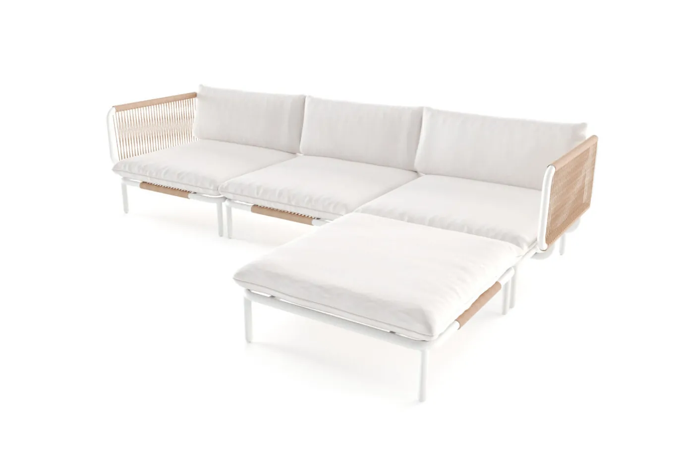 Discount Visby Gartenlounge 4-teilig, creme/weiß, Alu/Stahl, inkl. Kissen & Ottomane, elektrophoretisch beschichtet Gartenlounge|Edelstahl-Gartenmöbel