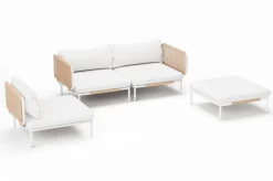 Discount Visby Gartenlounge 4-teilig, creme/weiß, Alu/Stahl, inkl. Kissen & Ottomane, elektrophoretisch beschichtet Gartenlounge|Edelstahl-Gartenmöbel