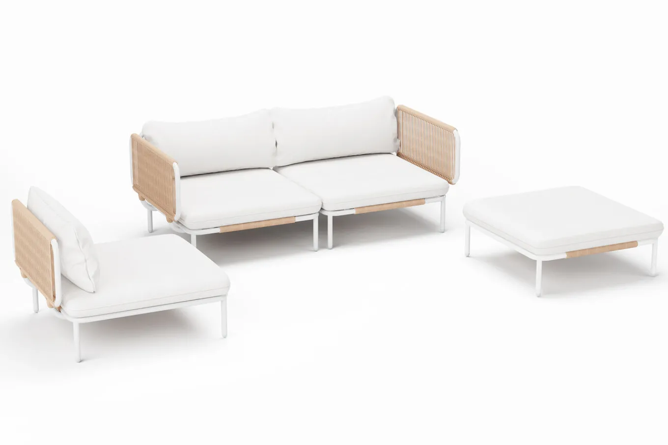 Discount Visby Gartenlounge 4-teilig, creme/weiß, Alu/Stahl, inkl. Kissen & Ottomane, elektrophoretisch beschichtet Gartenlounge|Edelstahl-Gartenmöbel
