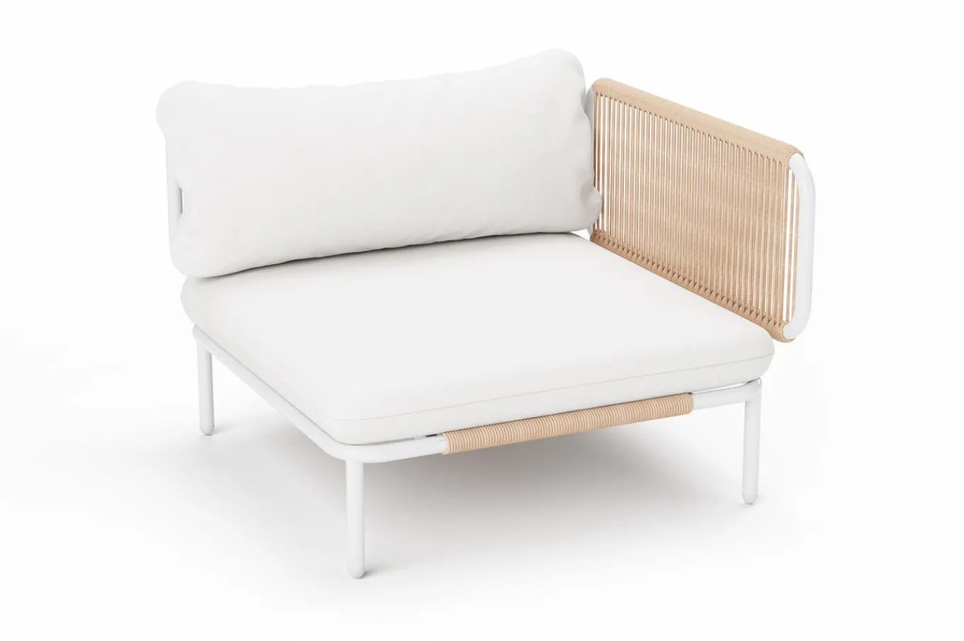 Online Visby Loungesofa Eckteil, creme/weiß, Alu/Stahl, inkl. Kissen, elektrophoretisch beschichtet Stahl-Gartenmöbel|Gartenlounge