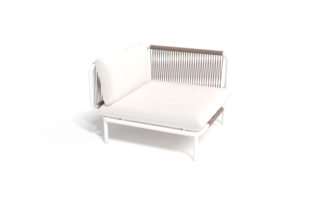 Online Visby Loungesofa Eckteil, creme/weiß, Alu/Stahl, inkl. Kissen, elektrophoretisch beschichtet Stahl-Gartenmöbel|Gartenlounge