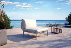 Outlet Visby Loungesofa Mittelteil, creme/weiß, Alu/Stahl, inkl. Kissen, elektrophoretisch beschichtet Stahl-Gartenmöbel|Gartenlounge