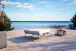 Sale Visby Loungesofa Ottomane, creme/weiß , Alu/Stahl, elektrophoretisch beschichtet Stahl-Gartenmöbel|Gartenlounge