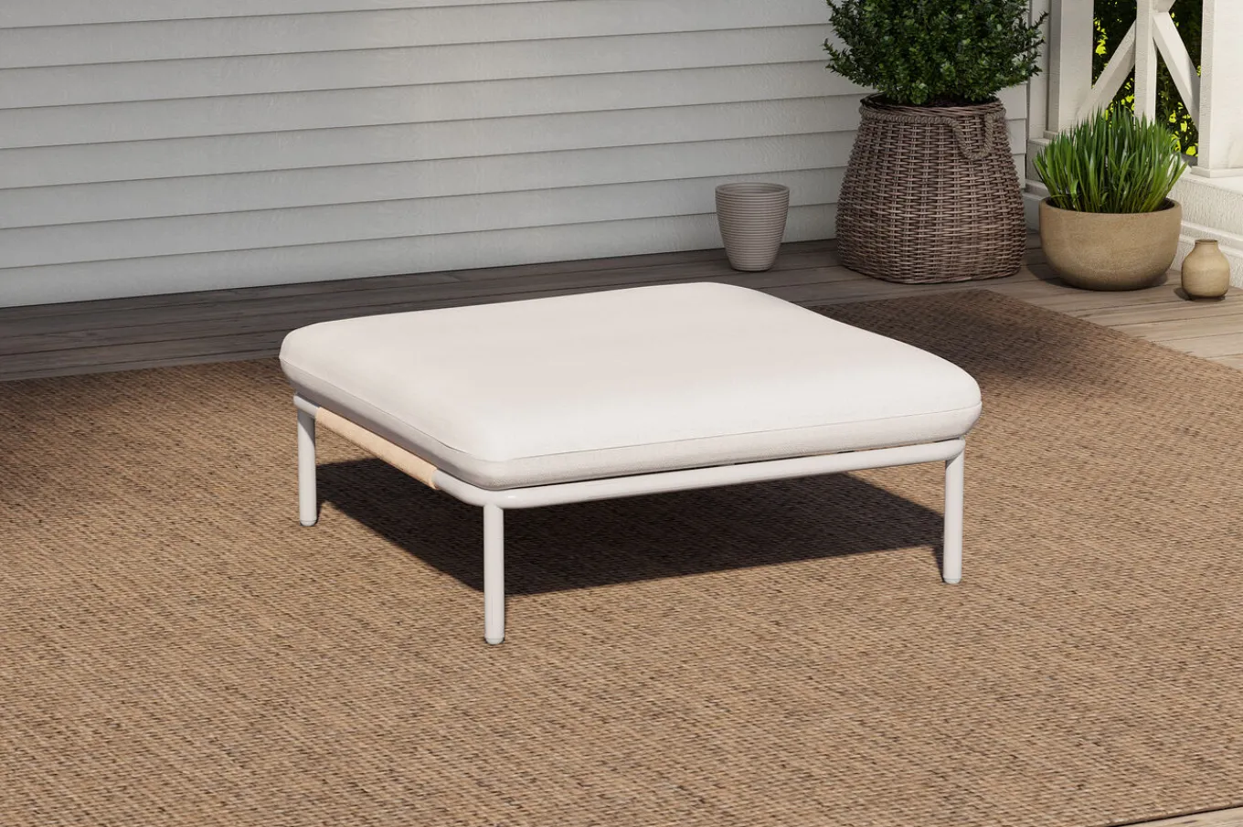 Sale Visby Loungesofa Ottomane, creme/weiß , Alu/Stahl, elektrophoretisch beschichtet Stahl-Gartenmöbel|Gartenlounge