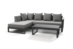 Outlet Willis Ecklounge, anthrazit matt, Aluminium/Polyester, 5 Personen, inkl. Beistelltisch Gartenlounge|Aluminium-Gartenmöbel
