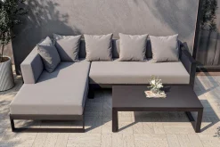 Outlet Willis Ecklounge, anthrazit matt, Aluminium/Polyester, 5 Personen, inkl. Beistelltisch Gartenlounge|Aluminium-Gartenmöbel