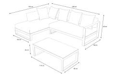 Online Willis Ecklounge, silber, Aluminium/Polyester, 5 Personen, inkl. Beistelltisch Gartenlounge