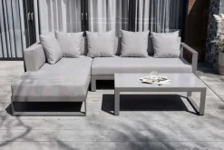 Online Willis Ecklounge, silber, Aluminium/Polyester, 5 Personen, inkl. Beistelltisch Gartenlounge