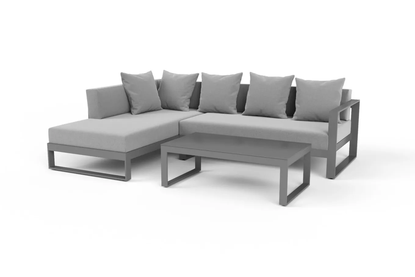 Online Willis Ecklounge, silber, Aluminium/Polyester, 5 Personen, inkl. Beistelltisch Gartenlounge