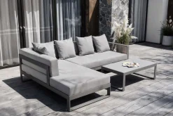 Online Willis Ecklounge, silber, Aluminium/Polyester, 5 Personen, inkl. Beistelltisch Gartenlounge