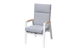 Discount Zadar Garten-Essgruppe mit 6 Sesseln, natur/grau, Teak/Aluminium/Textilene, 200 x 100 cm, ergonomisch, verstellbare Rückenlehne Garten-Essgruppen|Aluminium-Gartenmöbel
