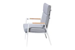 Discount Zadar Garten-Essgruppe mit 6 Sesseln, natur/grau, Teak/Aluminium/Textilene, 200 x 100 cm, ergonomisch, verstellbare Rückenlehne Garten-Essgruppen|Aluminium-Gartenmöbel