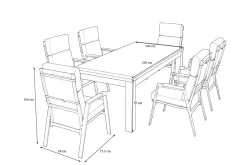 Hot Zadar Garten-Essgruppe, anthrazit/natur, Teak/Aluminium/Polyester, Tisch 200 x 100 cm, inkl. 6 Sessel Garten-Essgruppen|Aluminium-Gartenmöbel