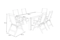 Clearance Zadar Garten-Essgruppe, natur/anthrazit, Alu/Textilene/Teak, Tisch 200 x 100 cm, klappbar, inkl. 6 Sessel Garten-Essgruppen|Aluminium-Gartenmöbel