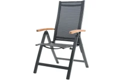 Clearance Zadar Garten-Essgruppe, natur/anthrazit, Alu/Textilene/Teak, Tisch 200 x 100 cm, klappbar, inkl. 6 Sessel Garten-Essgruppen|Aluminium-Gartenmöbel