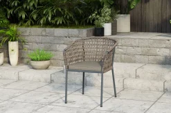 Outlet Zui Diningsessel, hellgrau, Alu/Rope, 66 x 64 x 85 cm, inkl. Polster mit Reißverschluss Gartenstühle & Gartensessel
