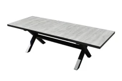 Best OUTLEXX Louvra Ausziehtisch, anthrazit/Holzoptik, Alu/Keramik, 200/260 x 100 cm, Tischplatte aus Keramikfliesen Gartentische