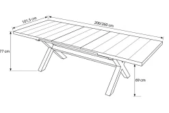 Best OUTLEXX Louvra Ausziehtisch, anthrazit/Holzoptik, Alu/Keramik, 200/260 x 100 cm, Tischplatte aus Keramikfliesen Gartentische