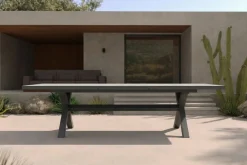 Best OUTLEXX Louvra Ausziehtisch, anthrazit/Holzoptik, Alu/Keramik, 200/260 x 100 cm, Tischplatte aus Keramikfliesen Gartentische