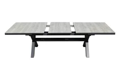 Best OUTLEXX Louvra Ausziehtisch, anthrazit/Holzoptik, Alu/Keramik, 200/260 x 100 cm, Tischplatte aus Keramikfliesen Gartentische