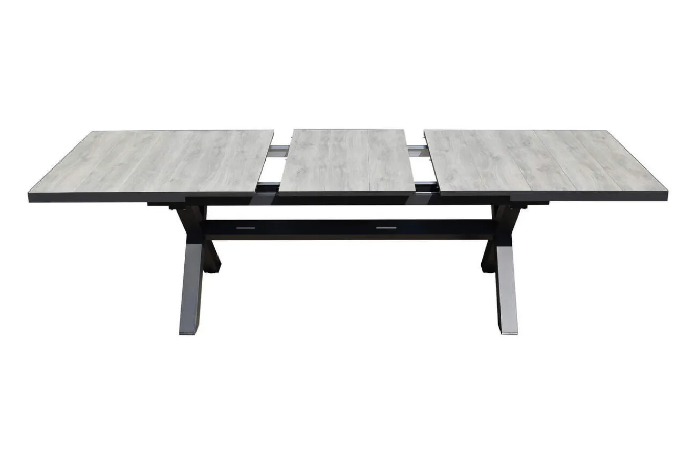 Best OUTLEXX Louvra Ausziehtisch, anthrazit/Holzoptik, Alu/Keramik, 200/260 x 100 cm, Tischplatte aus Keramikfliesen Gartentische
