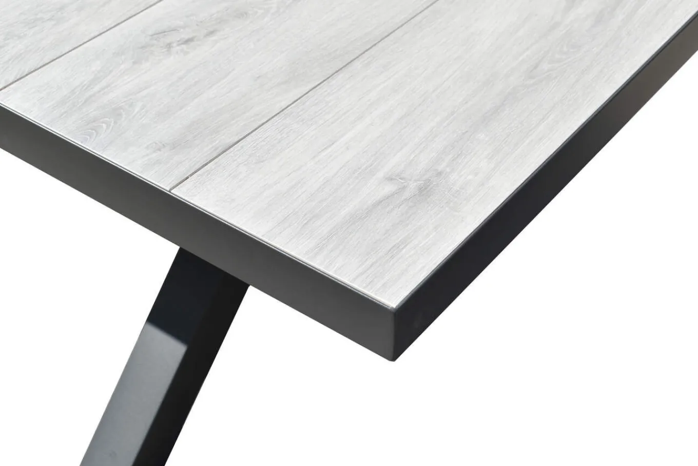 Best OUTLEXX Louvra Ausziehtisch, anthrazit/Holzoptik, Alu/Keramik, 200/260 x 100 cm, Tischplatte aus Keramikfliesen Gartentische