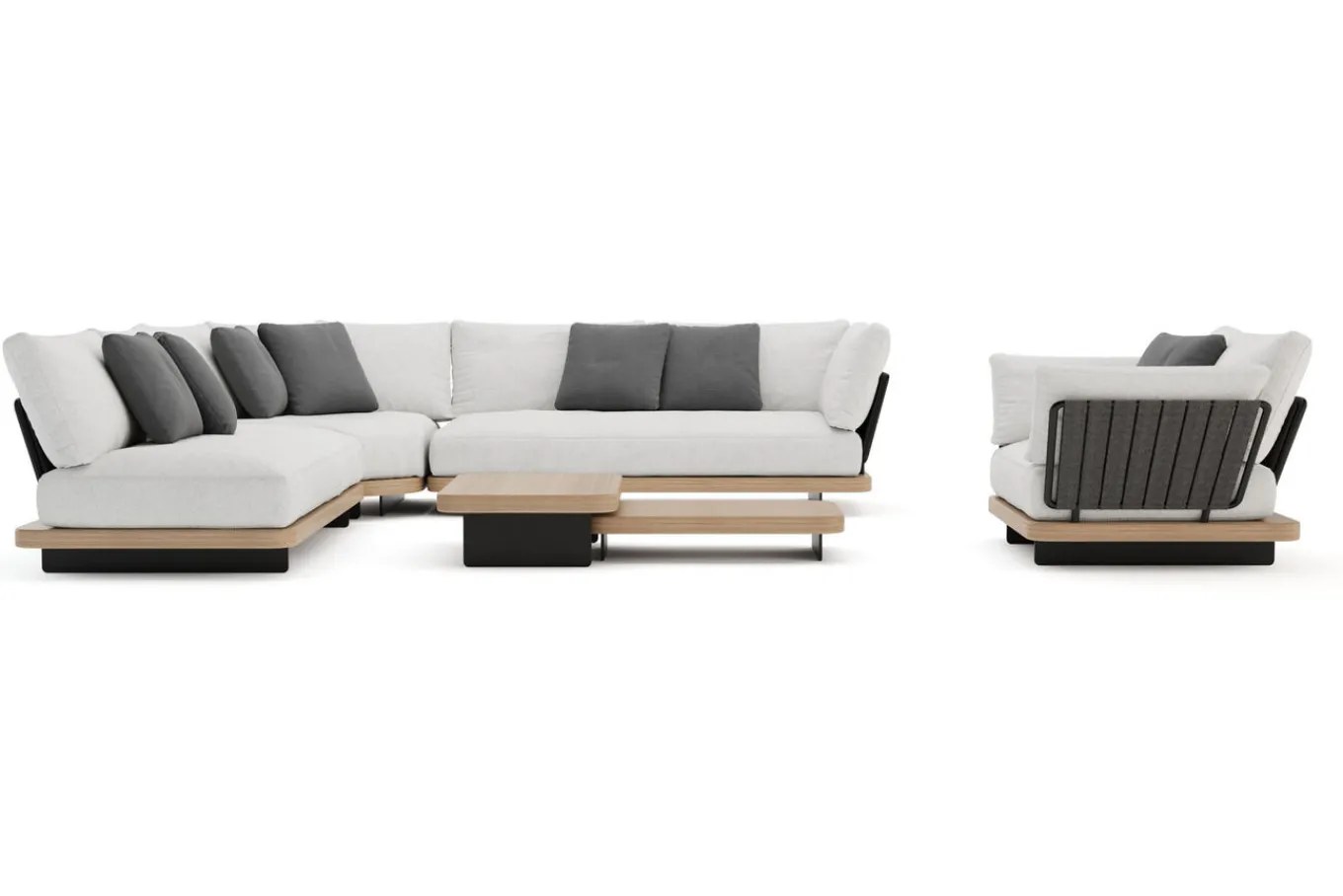 Online Aurora L Gartenlounge, anthrazit/pale silver, Alu/Polyester/Rope, ink. Polster Gartenlounge