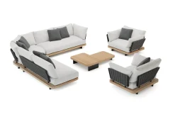 New Aurora XL Gartenlounge, anthrazit/pale silver, Alu/Polyester/Rope, großzügige Sitzfläche, Holzdekor Gartenlounge