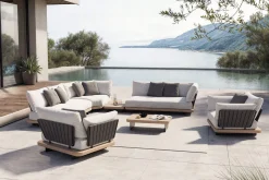 New Aurora XL Gartenlounge, anthrazit/pale silver, Alu/Polyester/Rope, großzügige Sitzfläche, Holzdekor Gartenlounge