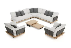New Aurora XL Gartenlounge, anthrazit/pale silver, Alu/Polyester/Rope, großzügige Sitzfläche, Holzdekor Gartenlounge