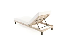 Lunare Gartenliege, cashmere sand/anthrazit, Alu/Polyester/Schaumstoff, Holzdekor, 205 x 70, verstellbar, inkl. Polster Gartenliegen