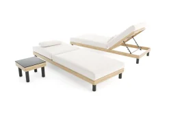 Hot Lunare Gartenliegen 2er Set, anthrazit/ cashmere sand, Alu/Polyester/Schaumstoff, 205 x 90 cm, 6-fach verstellbar, inkl. Beistelltisch Gartenliegen