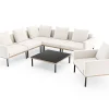 Clearance Lunare Light Plus Gartenlounge, cashmere sand/anthrazit, Aluminium, Tisch 86 x 86 cm, Holzdekor, inkl. Einzelsessel Gartenlounge