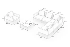 Clearance Lunare Light Plus Gartenlounge, cashmere sand/anthrazit, Aluminium, Tisch 86 x 86 cm, Holzdekor, inkl. Einzelsessel Gartenlounge