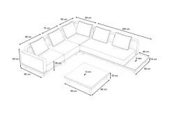 Best Lunare M Gartenlounge, cashmere sand/anthrazit, Alu/Polyester, 290 x 200 cm, Holzdekor, Quick Dry Foam Gartenlounge