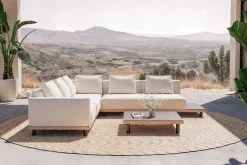 Best Lunare M Gartenlounge, cashmere sand/anthrazit, Alu/Polyester, 290 x 200 cm, Holzdekor, Quick Dry Foam Gartenlounge
