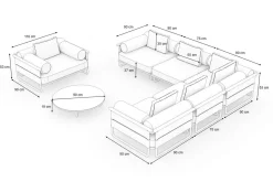 Best Reverie L Gartenlounge, creme/anthrazit, Alu/Polyester/Schaumstoff, 90 Ø cm Tisch , wetterfest, inkl. Kissen Gartenlounge