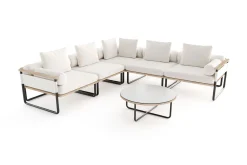 Reverie Light Gartenlounge, creme/anthrazit, Alu/Polyester/Glas, 330 x 240 cm, inkl. Polster Gartenlounge