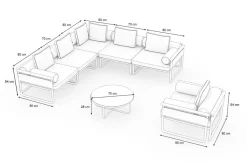 Reverie Light Plus Gartenlounge, creme/anthrazit/natur, Aluminium/Polyester/Glas, 80 x 80 cm, Holzdekor, inkl. Sessel Gartenlounge